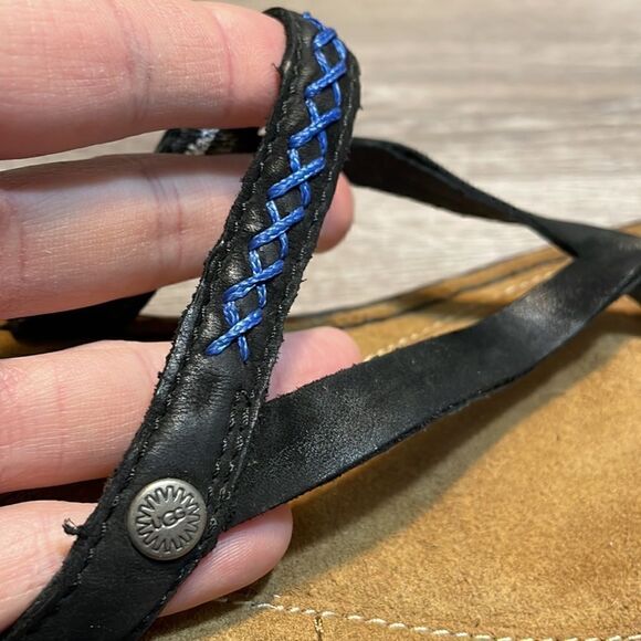 Ugg Niya Slip On Strap Black Leather Thong Women’s Size 7 Flip Flop Sandal NWOT - Picture 12 of 12